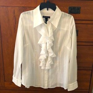 Women’s INC white ruffle blouse sz L